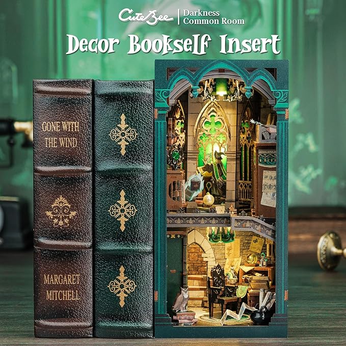 CUTEBEE Book Nook Kit, DIY Booknook Miniature House Tiny House 3D Wooden