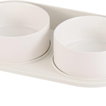 Elevated Ceramic Dog Bowl Set - Double Dog Feeding Bowls with Stand Splash Proof - Raised Dishes for Food and Water - Ideal for Small to Medium Dogs - 2 x 850 ml - 28.74 oz