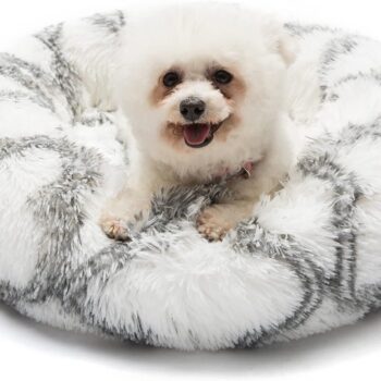 Cat Beds for Indoor Cats, 20 Inch Cat Bed Washable Donut Calming Round,Soft Fluffy Warm and Cozy Anti Anxiety Cuddler, Joint-Relief Pet Bed