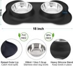 Dog Food Bowls Stainless Steel Dog Bowls, Pet Dog Food Water Bowls No-Spill Non-Skid, Feeding Bowls with Dog Bowl Mat Dog Dishes for Small Medium Size Large Dogs Cats Puppy, Black, 240z