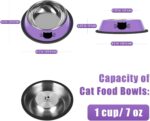3 Pcs Non-Slip Stainless Steel Small Cat Food Bowls - Unbreakable, Thicken, 7 Oz, Suitable for Indoor Small Pets - Removable Rubber Base, Easily Clean, Lovely Color