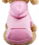 Winter Dog Hoodie Sweatshirts with Pockets Warm Dog Clothes for Small Dogs Chihuahua Coat Clothing Puppy Cat Custume (XX-Small, Pink)