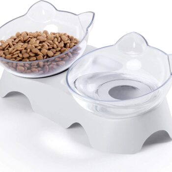 Cat Bowls, Cat Food Bowls Elevated Tilted, Anti Vomiting Kitty Bowl for Puppy and Bunny, Orthopedic for Indoor Cats.