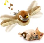 Cat Toys, Flapping Wings Sparrow Catnip Toys, Vivid Chirping, Simulation Bird Interactive Cat Toy for Kitten Kitty Exercise, Fluffy Plush Dog Toys, Touch Activated, Rechargeable