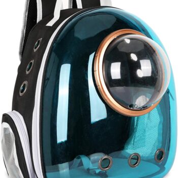 Pet Space Capsule Backpack, Small Medium Cat Puppy Dog Carrier, Transparent Breathable Heat Proof, Pet Carrier for Travel Hiking Walking Camping, Blue