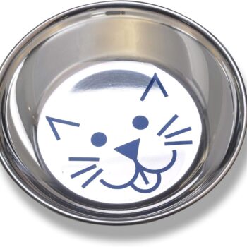 Whisker-Friendly Stainless Steel Cat Bowl, Wide Saucer Style Dish, 8 OZ, Natural