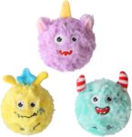 3Pack Squeaky Dog Balls,2 in1 Funny Puppy Ball Toys,Birthday Dog Toy for Small Medium Dogs (Monster Ball)