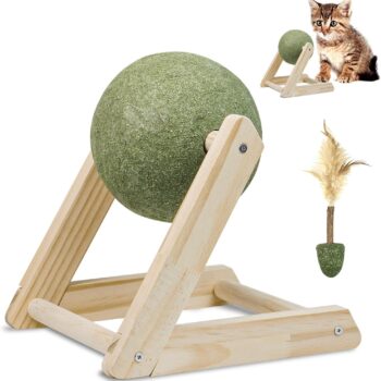Catnip Balls, Catnip Toys for Cats, Cat Nip for Cats, Safe Healthy Cat Nip Toys,Catnip Toys for Indoor Cats,Giant Catnip Ball with Holder