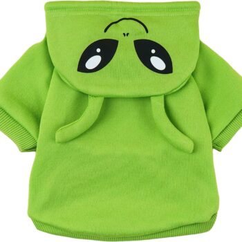 Alien Dog Hoodie Dog Warm Jacket Coat Puppy Sweatshirt Christmas Halloween Dog Costume Cosplay Winter Dog Clothes Pet Apparel for Small Medium Dogs Cats Kitten Solid Green S
