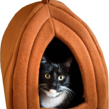 Cat House - Indoor Cat Bed with Removable Foam Cushion - Pet Tent for Kittens, Rabbits, Guinea Pigs, and Other Small Animals by  (Brown)