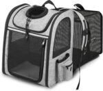 Cat Carrier Backpack, Pet Carrier Backpack Expandable for Cats Small Dogs Puppies Fit Up to 18 Lbs, Foldable Puppy Backpack Carrier with Breathable Mesh for Travel Hiking Camping