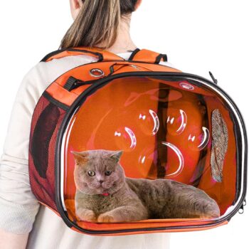 Pet Carrier Backpack, cat Carrier Bag, cat Dog Carrier Bag, Bird Carrier Bag, Backpack Carrier with Foldable Shoulder Strap, Designed for Cats and Puppies, Airline Approved, Travel, Hiking (Orange)